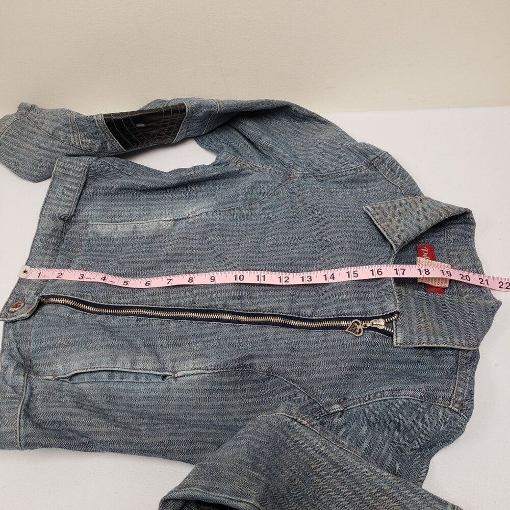 Pelle Pelle Womens Zip Denim Moto  Jacket Size Medium - Picture 9 of 11